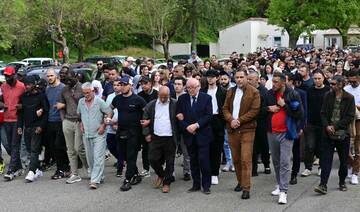 People march in La Grand-Combe, southern France, on April 27, 2025, to pay tribute to Aboubakar.